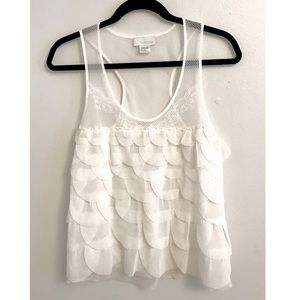 white semi see through medium tank top
